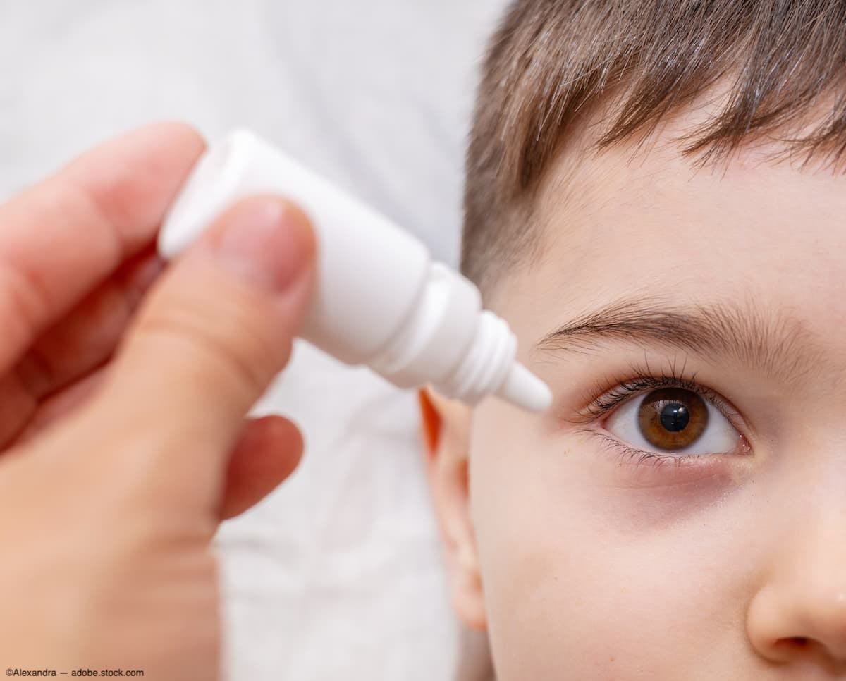 Child being administered eye drops Image Credit: AdobeStock/Alexandra