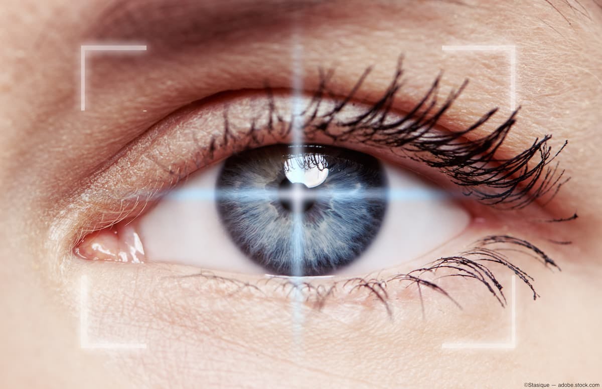 Closeup of eye with digital scan overlay Image Credit: AdobeStock/Stasique