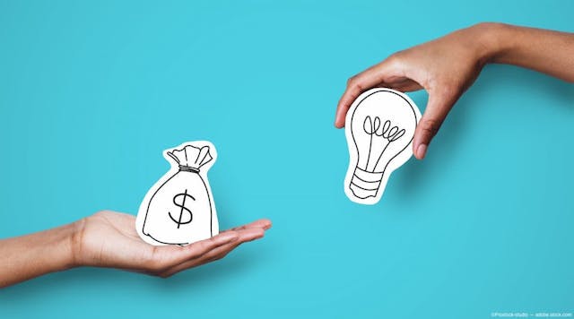 Hands holding graphics of light bulb and money bag Image credit: ©Prostock-studio - adobe.stock.com