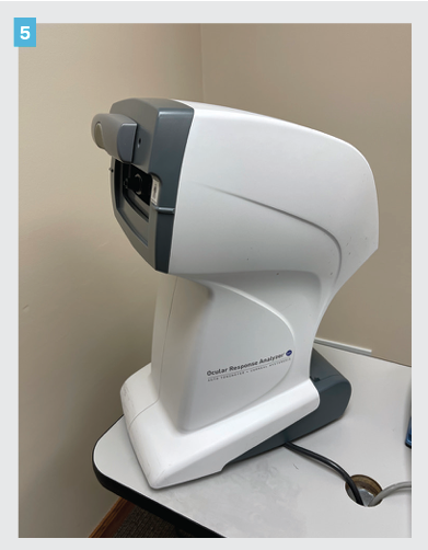 Figure 5. The Ocular Response Analyzer G3 (by ORA) demonstrates how 1 instrument can provider multiple biomarkers: corneal hysteresis (CH), corneal compensated IOP (IOPcc), and IOP Golmann (IOPg).