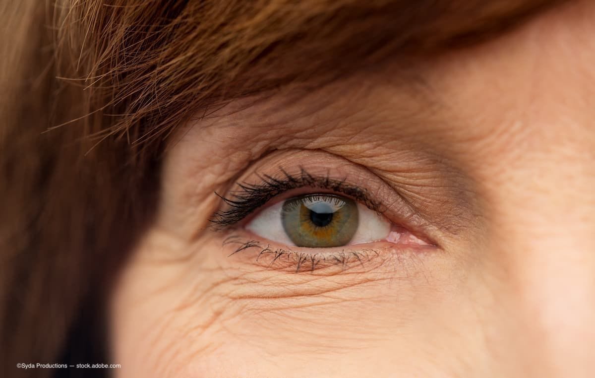 Close up of an older adult's eye