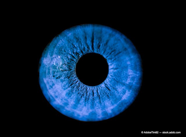 Human blue iris eye. Colorful Pupil in macro on black background (Adobe Stock / AdobeTim82)