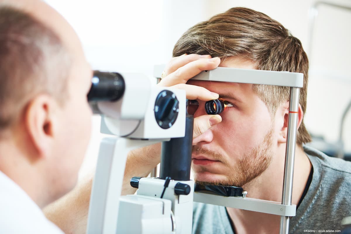 man with syphilis receives eye exam to check for uveitis - Image credit: Adobe Stock/Kadmy