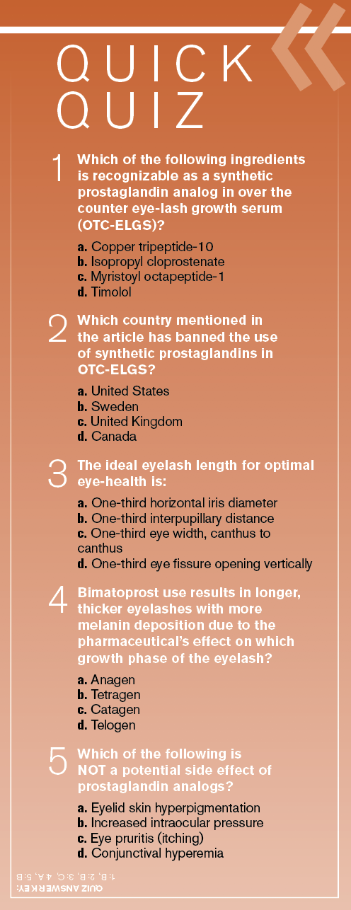 Quiz answers: Know the ocular effects of eyelash growth serums