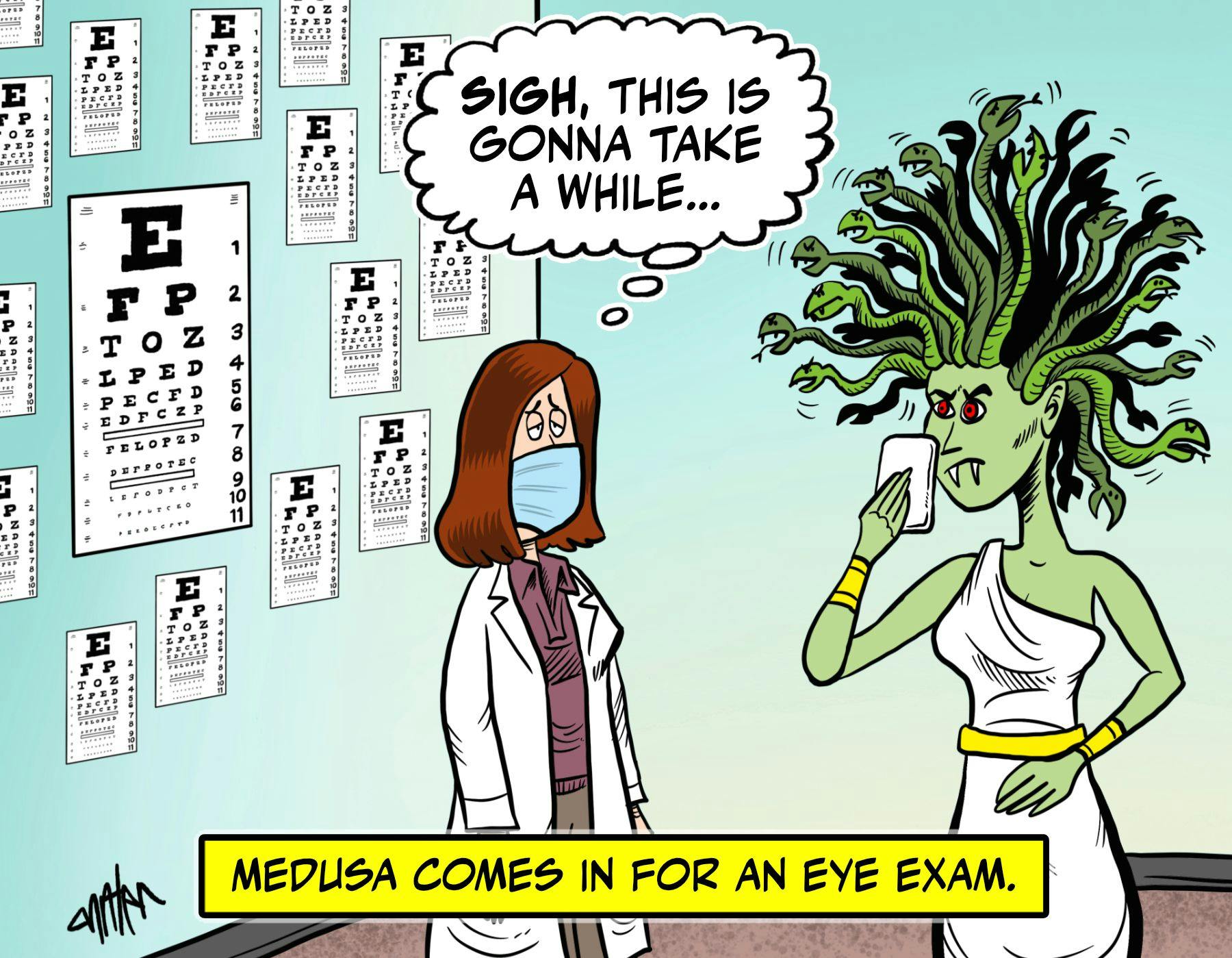 Optic relief: Medusa eye exam