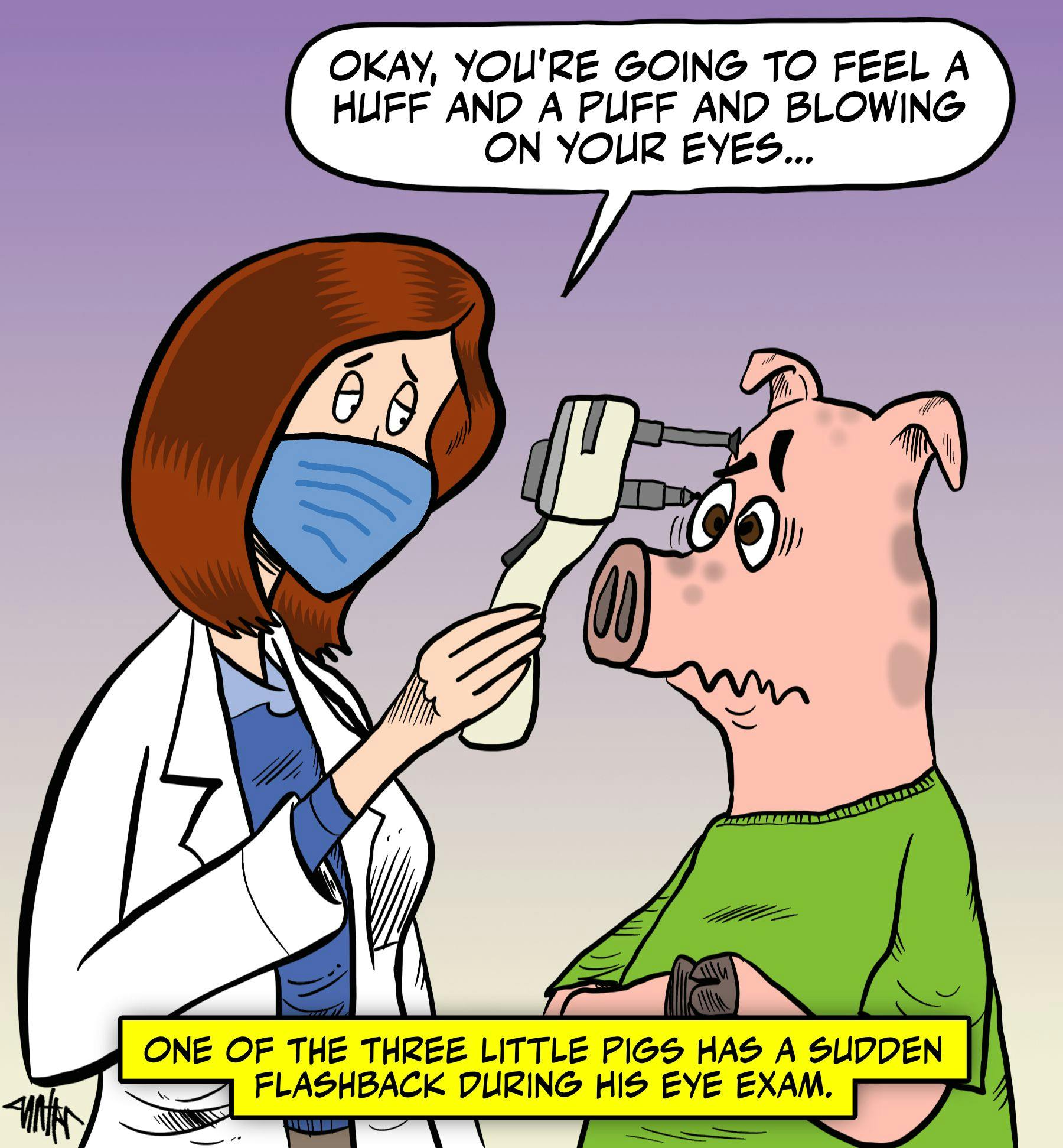 Optic relief: Piggie exam flashbacks