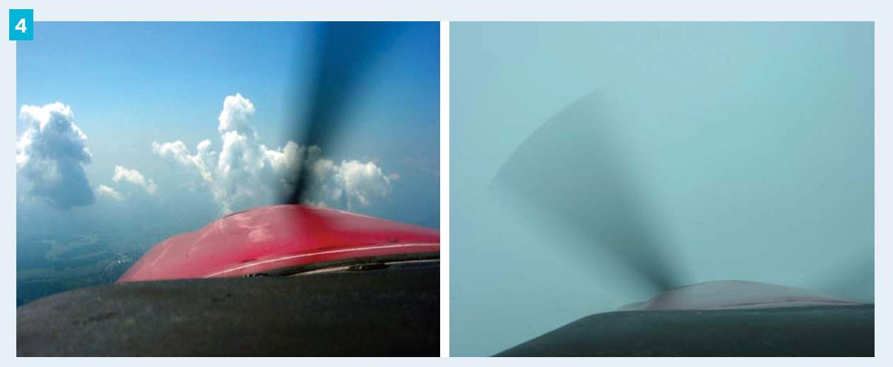 Figure 4. The transition from flight under visual flight conditions (left) to instrument flight conditions (right) with no outside visual references can give rise to spatial disorientation.