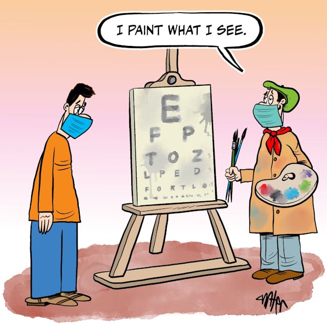 Optic relief: Eye chart artist