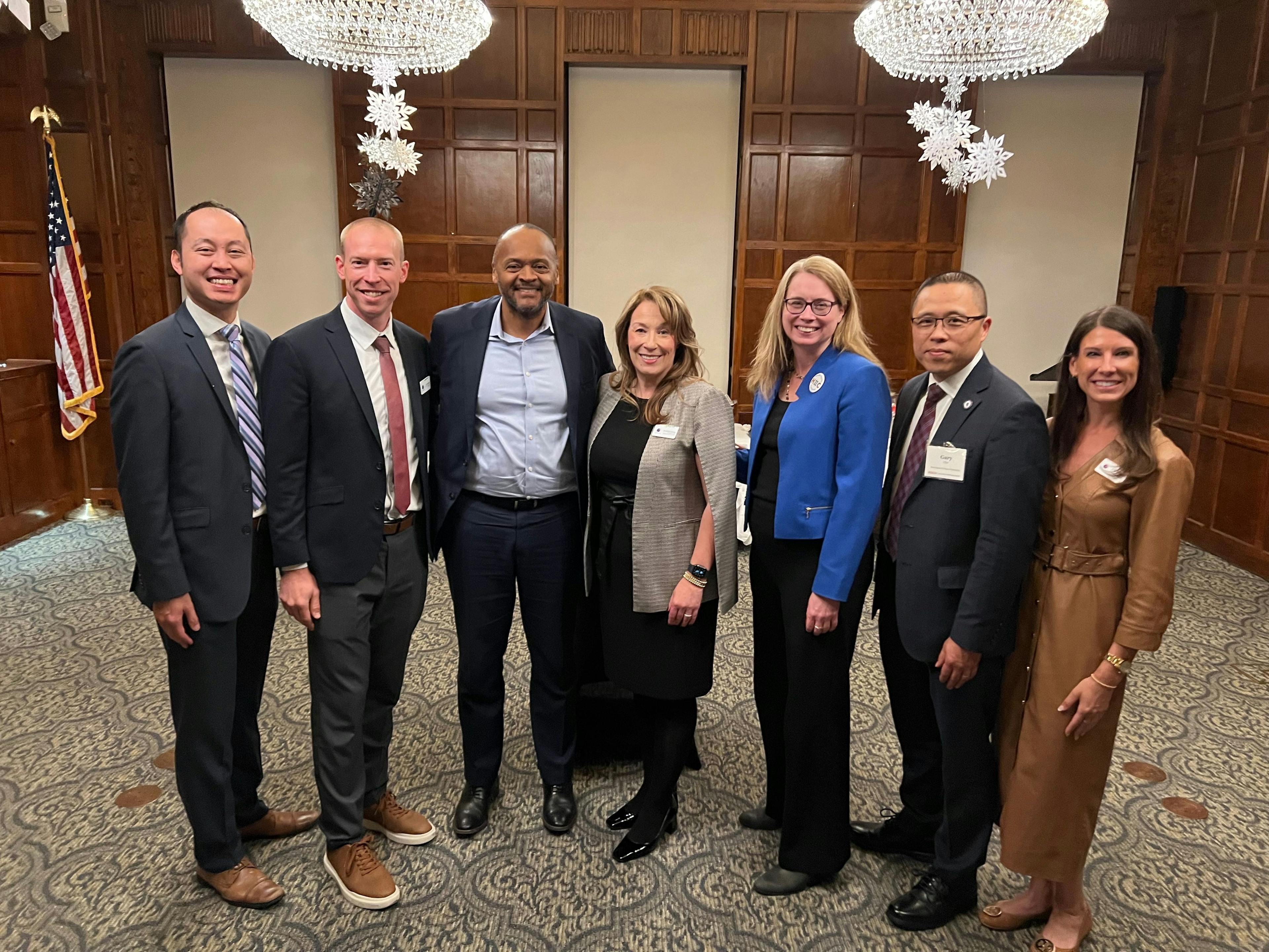 Dr Justin Kwan, CooperVision; Dr Steve Rosinski, CooperVision; Michael Curry, Health Equity Compact; Dr Michele Andrews, CooperVision; Rep. Christine Barber, Commonwealth of Massachusetts; Dr Gary Chu, New England College of Optometry; Dr Felicia Timmermann, CooperVision